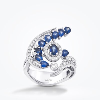 2.71 Karat Pırlanta Damla Taşlı Safir Trend Yüzük - Baroni Diamond