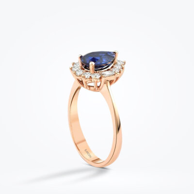 2.02 Karat Pırlanta Baget Safir Yüzük - Baroni Diamond (1)