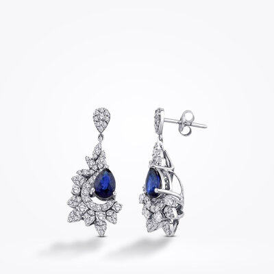 2.29 Karat Pırlanta Safir Küpe - Baroni Diamond