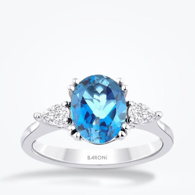 2.51 Karat Pırlanta Blue Topaz Yüzük - Baroni Diamond