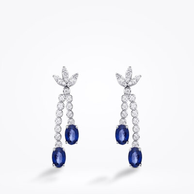 2.66 Karat Pırlanta Safir Lotus Küpe - Baroni Diamond (1)