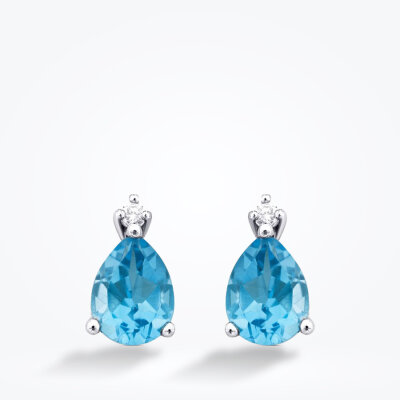 2.88 Karat Pırlanta Blue Topaz Küpe - Baroni Diamond (1)