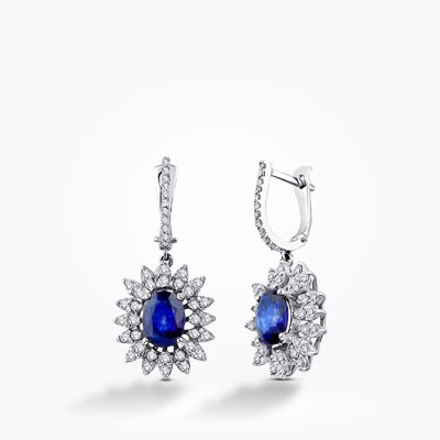2.90 Karat Pırlanta Safir Küpe - Baroni Diamond
