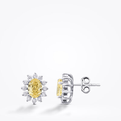 3.29 Karat Pırlanta Fancy Oval Taşlı Küpe - Baroni Diamond