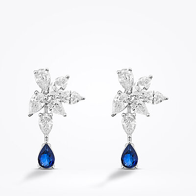 3.48 Karat Pırlanta Safir Küpe - Baroni Diamond
