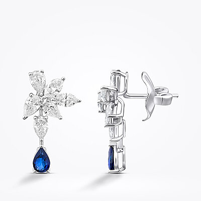 3.48 Karat Pırlanta Safir Küpe - Baroni Diamond (1)