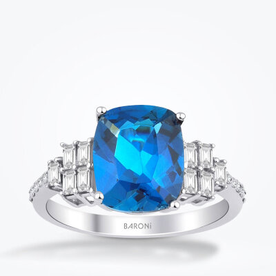 3.79 Karat Pırlanta Blue Topaz Yüzük - Baroni Diamond