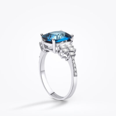 3.79 Karat Pırlanta Blue Topaz Yüzük - Baroni Diamond (1)