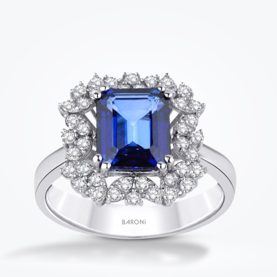 3.28 Karat Pırlanta Safir Yüzük - Baroni Diamond