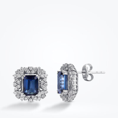 3.31 Karat Pırlanta Safir Küpe - Baroni Diamond