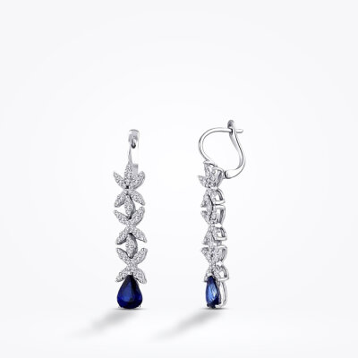 3.51 Karat Pırlanta Safir Küpe - Baroni Diamond