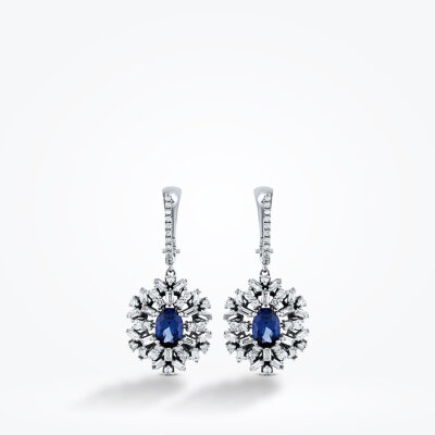 3.66 Karat Pırlanta Safir Küpe - Baroni Diamond (1)