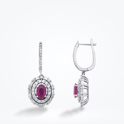 3.84 Karat Pırlanta Yakut Küpe - Baroni Diamond