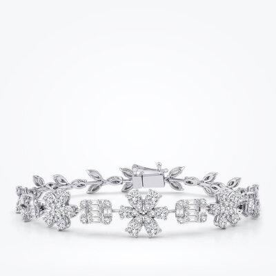 3.89 Karat Pırlanta Baget Çiçek Bileklik - Baroni Diamond