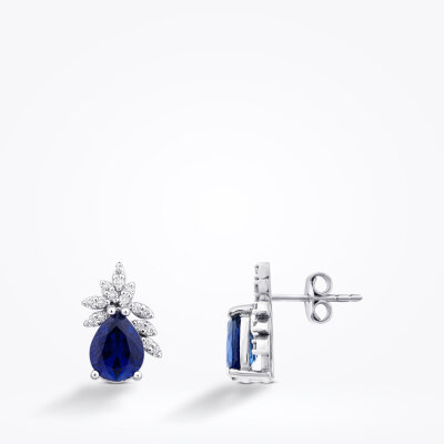 4.23 Karat Pırlanta Safir Küpe 