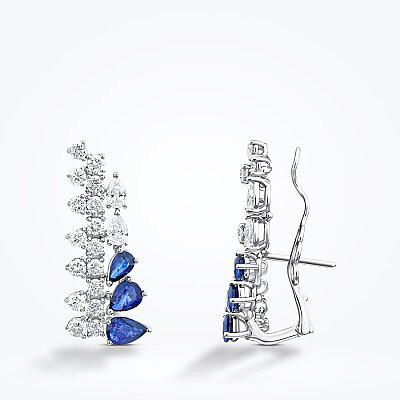 4.45 Karat Pırlanta Safir Küpe - Baroni Diamond (1)