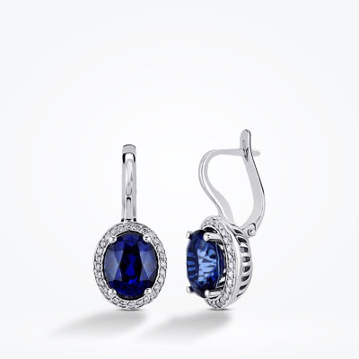 4.67 Karat Pırlanta Safir Küpe - Baroni Diamond