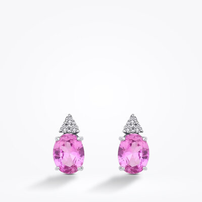 4.10 Karat Pırlanta Pembe Safir Küpe - Baroni Diamond (1)