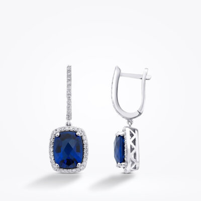 4.33 Karat Pırlanta Safir Küpe - Baroni Diamond