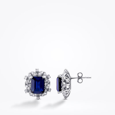 4.57 Karat Pırlanta Safir Küpe - Baroni Diamond