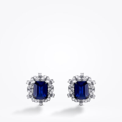 4.57 Karat Pırlanta Safir Küpe - Baroni Diamond (1)
