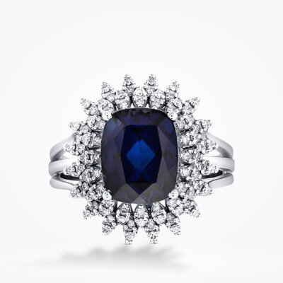 4.76 Karat Pırlanta Safir Yüzük - Baroni Diamond