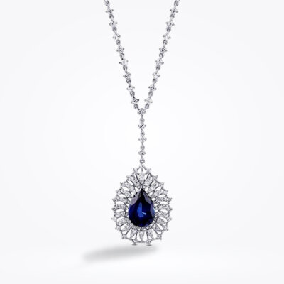 5.24 Karat Pırlanta Damla Safir Kolye - Baroni Diamond