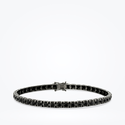 5.94 Karat Siyah Taşlı Erkek Su Yolu Bileklik - Baroni Diamond