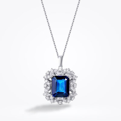 6.04 Karat Pırlanta Safir Kolye - Baroni Diamond