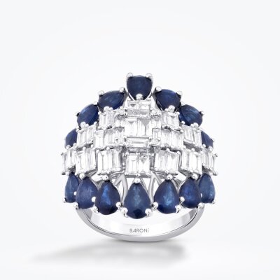 8.09 Karat Pırlanta Damla Taşlı Safir Trend Yüzük - Baroni Diamond