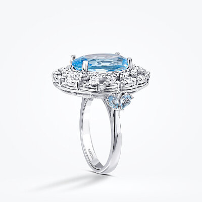9.06 Karat Pırlanta Blue Topaz Yüzük - Baroni Diamond (1)