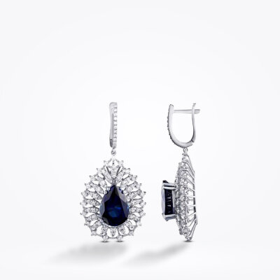 9.49 Karat Pırlanta Safir Küpe - Baroni Diamond