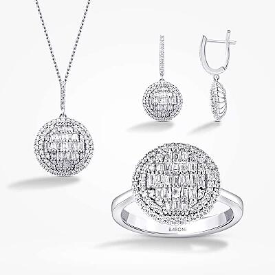 2.13 Karat Pırlanta Baget Taşlı Set