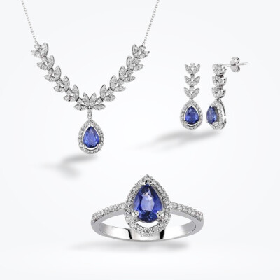 4.08 Karat Pırlanta Safir Set
