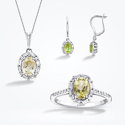 3.81 Karat Pırlanta Renkli Taşlı Set