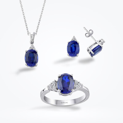 7.57 Karat Pırlanta Safir Set