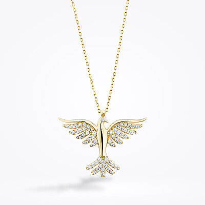 Altın Anka Kuşu Kolye - Baroni Diamond