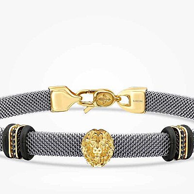 Altın Aslan Figürlü Erkek Bileklik - Baroni Diamond (1)