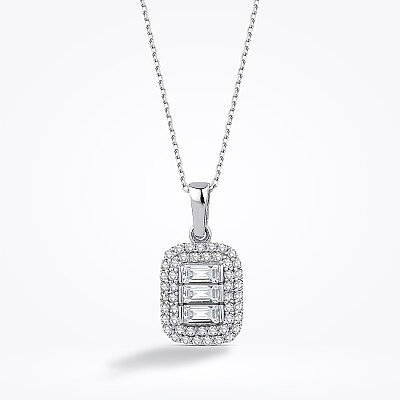 Altın Baget Kolye - Baroni Diamond