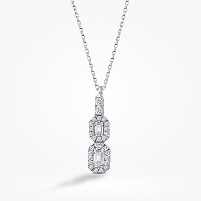 Altın Baget Kolye - Baroni Diamond