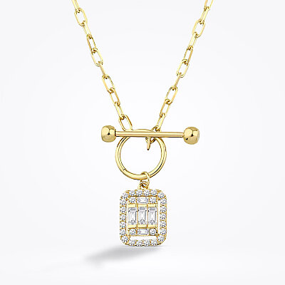 Altın Baget Kolye - Baroni Diamond