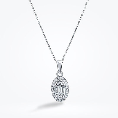 Altın Baget Kolye - Baroni Diamond