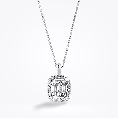 Altın Baget Kolye - Baroni Diamond