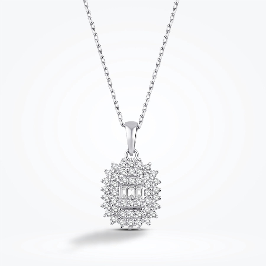 Altın Baget Kolye - Baroni Diamond