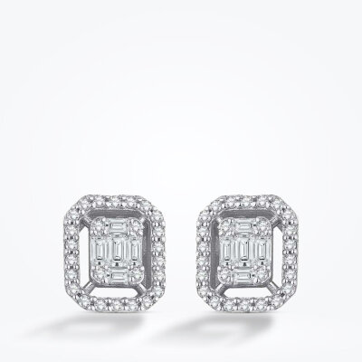 Altın Baget Küpe - Baroni Diamond