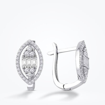 Altın Baget Küpe - Baroni Diamond