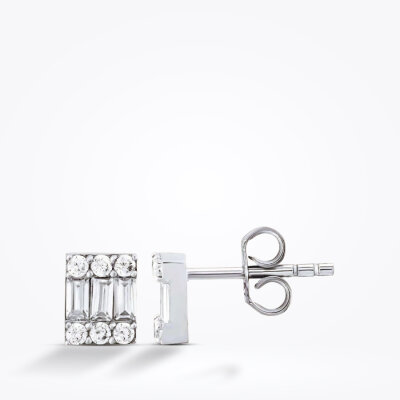 Altın Baget Küpe - Baroni Diamond