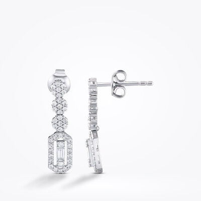 Altın Baget Küpe - Baroni Diamond