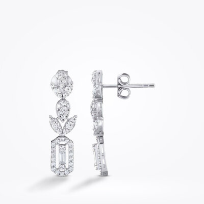 Altın Baget Küpe - Baroni Diamond
