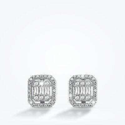 Altın Baget Küpe - Baroni Diamond